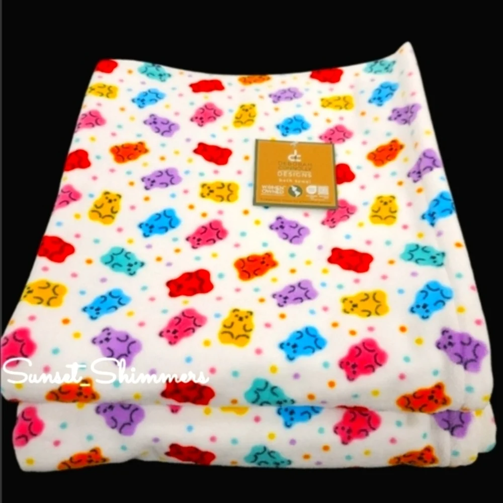 6pc Colorful Rainbow Gummy Bear Velour Bath Hand Tip Towel Set Deborah Connolly